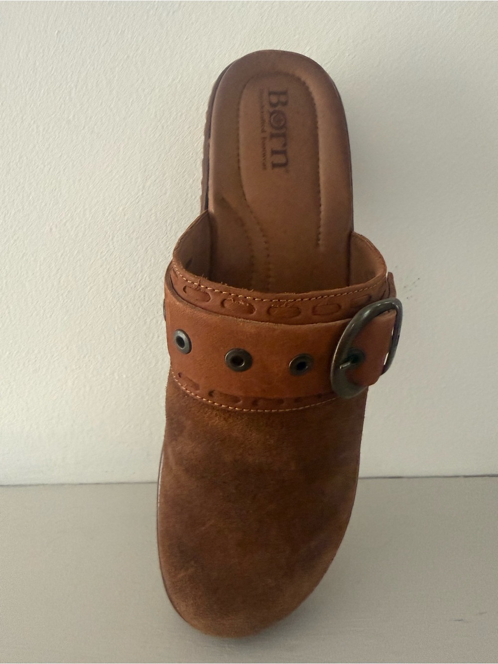 Women’s Born Brown Suede Slip-On Clog - Picture 2 of 5